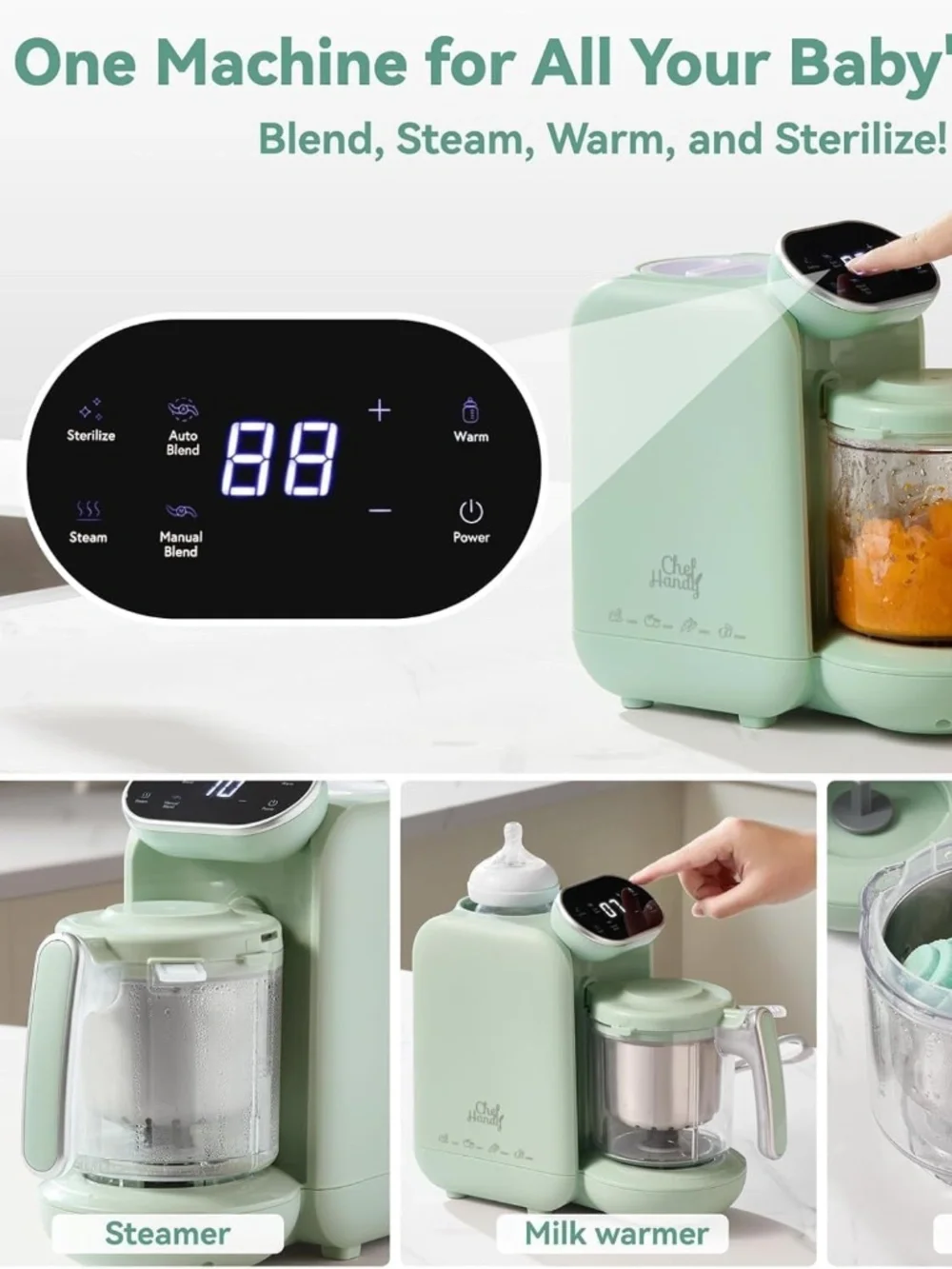 Chefhandy 5-in-1 Baby Food Maker with Stainless Steel Steam Basket